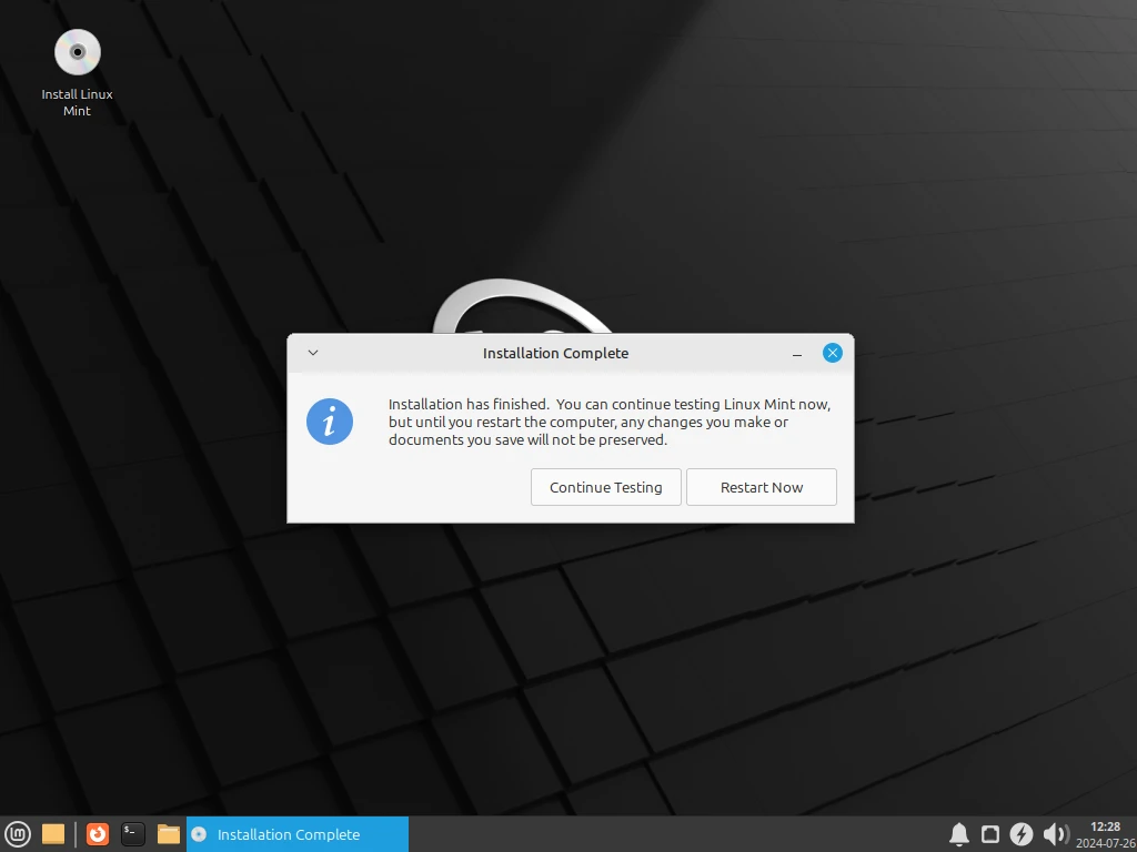 Linux Mint Installation Finished