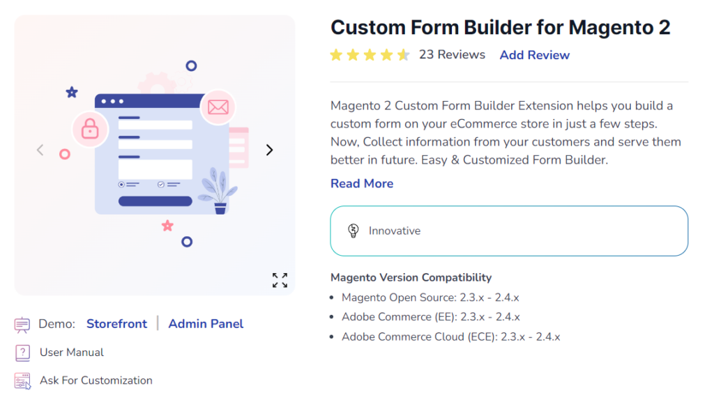 Amasty's advanced reports' product page showing the key features and pricing plans
