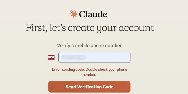 Why Does Claude AI Show "Error Sending Code – Double Check Your Phone Number"?