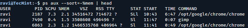 Check Memory Consuming Processes