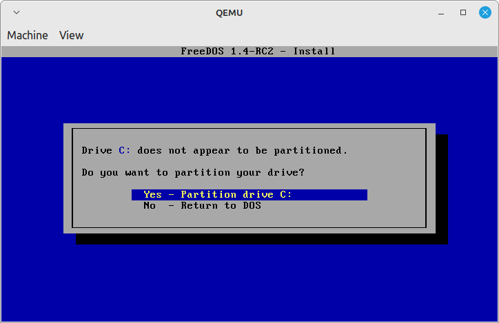 FreeDOS Partition Drive