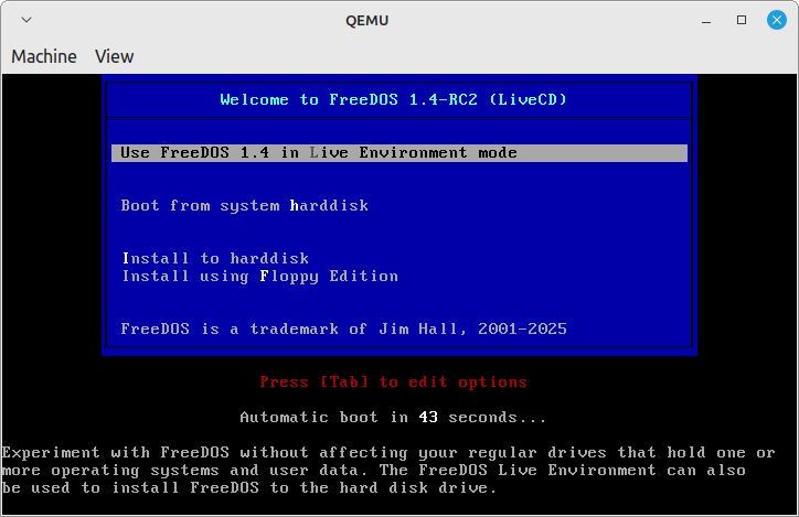 Boot FreeDOS