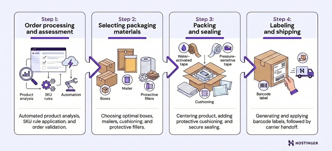 Visual of ecommerce packaging workflow