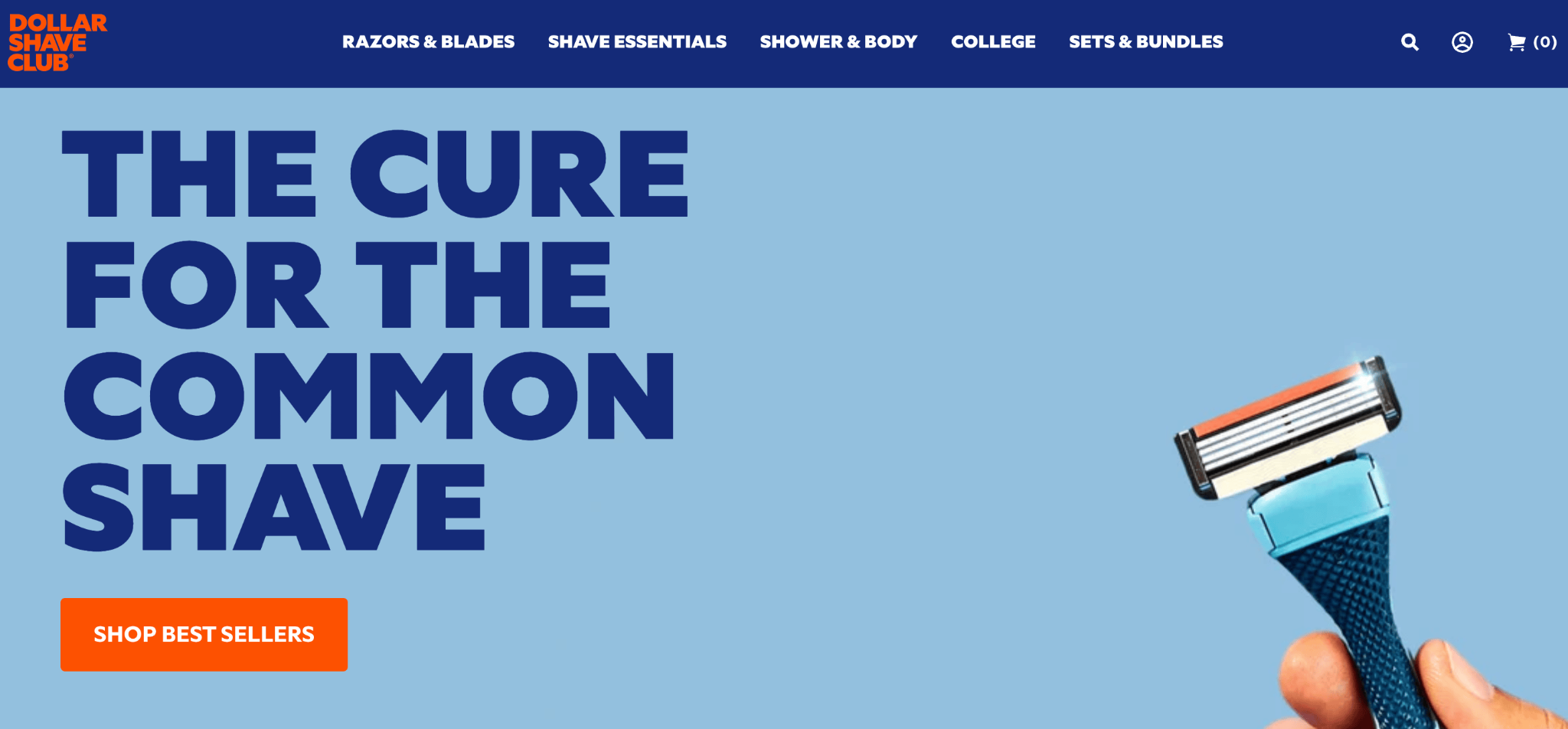 Homepage of Dollar Shave Club