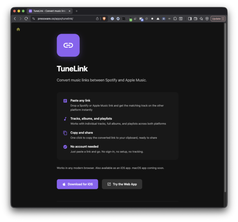 TuneLink: Easily Convert Music Links Between Spotify and Apple Music