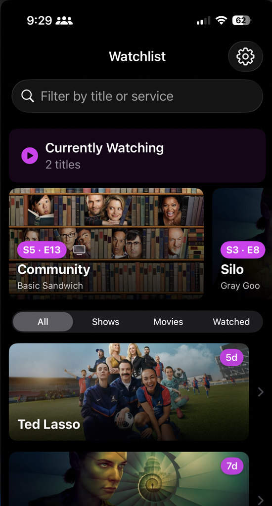 Where Can I Watch? 1.6.0: Currently Watching